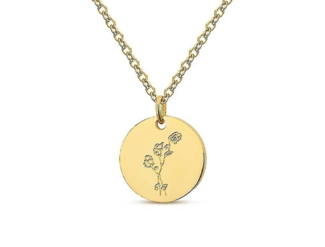 Collar de monedas de mujeres Cierre de cumpleaños floral grabado en diciembre