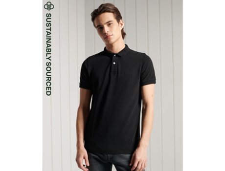 Polo Vintage de Hombre SUPERDRY Destroy Biologique Tam Algodón Negro (S)