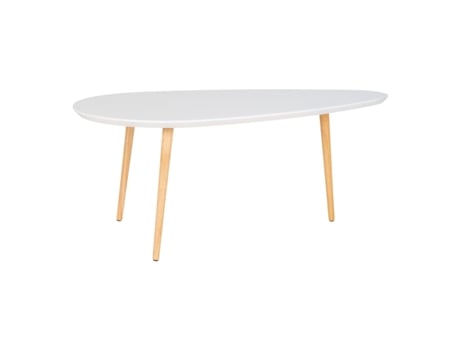 Mesa de café blanca con pies de madera 60 x 110 x 45 cm HOUSE NORDIC