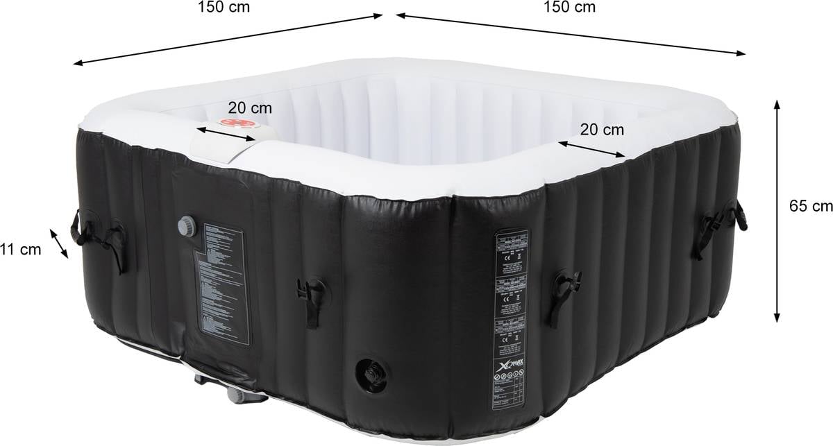 Spa Jacuzzi Hinchable Negro In-Outdoor Cuadrado (150 x 150 x 65 cm - 600 L)