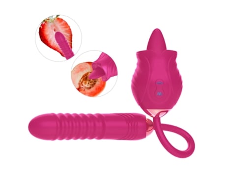 Vibrador de masaje telescópico para lamer la lengua rosa para mujer (rojo) VEANXIN