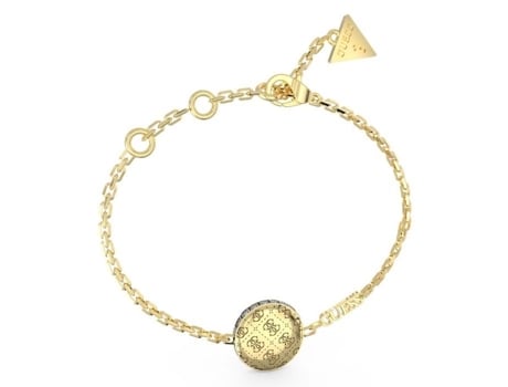 GUESS Pulsera de moneda con cristales laterales ascendentes 4G S Pulsera de oro amarillo 261860