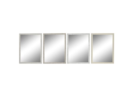 Espejo de pared DKD Home Decor 56 x 2 x 76 cm Cristal Gris Beige Blanco Poliestireno (4 Unidades)