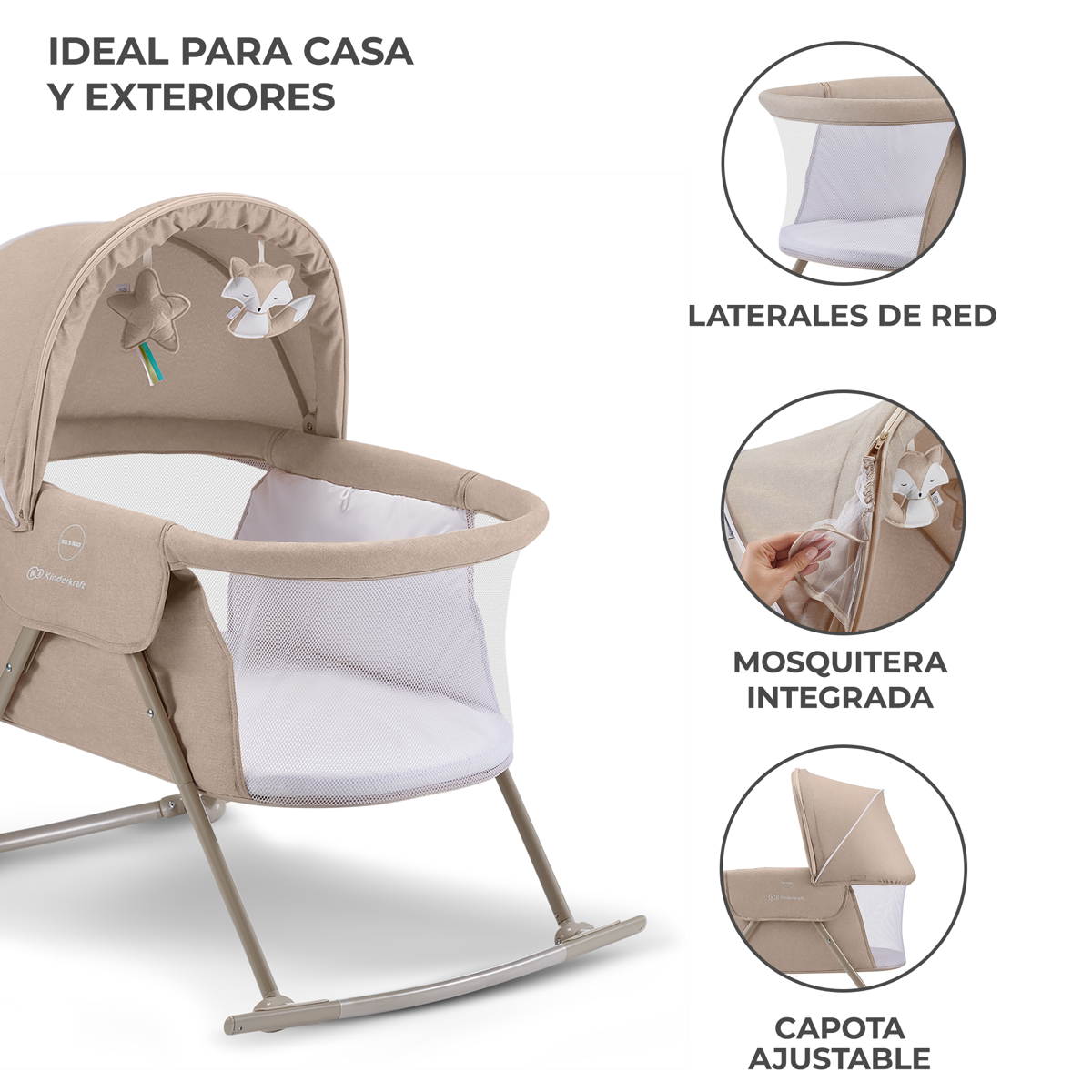 Minicuna (50 x 80 cm.) Kinderkraft Lovi 3 en 1 beige · Kinderkraft · El  Corte Inglés