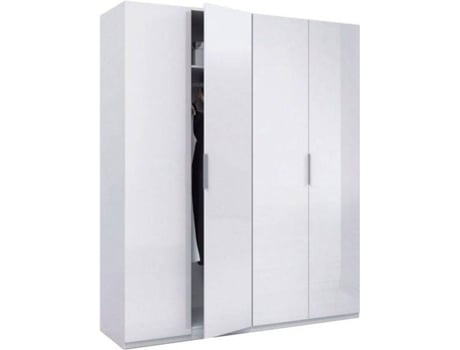 Armario 4 Puertas color blanco brillo medidas 200 cm alto 180 ancho 52 fondo 180x200x52