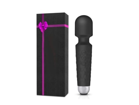 Potente Varita Masajeadora con 8 Velocidades 20 Modos de Vibración Masajeador Personal Inalámbrico Portátil Usb Recargable Negro BISBISOUS