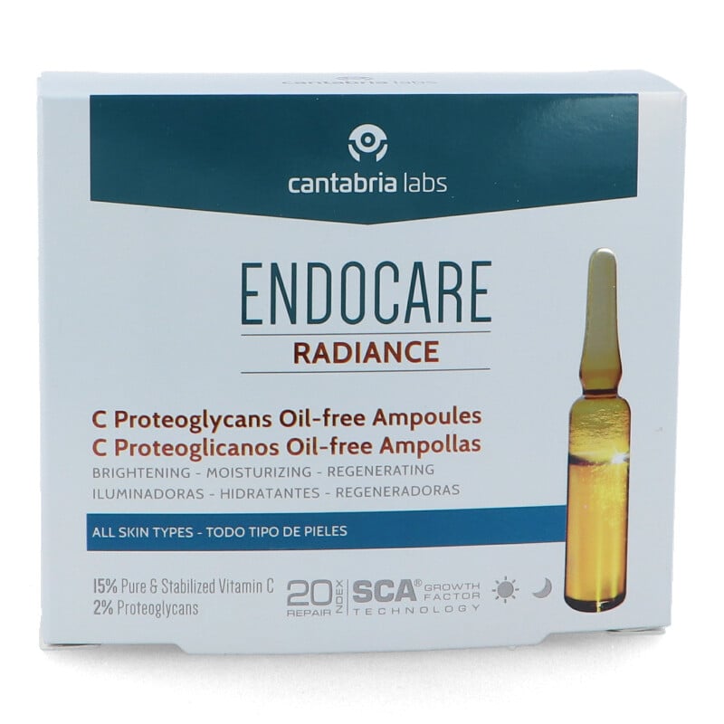 Ampollas Faciales Endocare radiance proteoglicanos free 10 x 2 ml oilfree antiedad regeneradoras y antioxidantes con vitamina todo tipo de