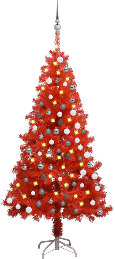 Árbol de Navidad VIDAXL con Luzes LED y Bolas (Rojo - 75x15 cm)