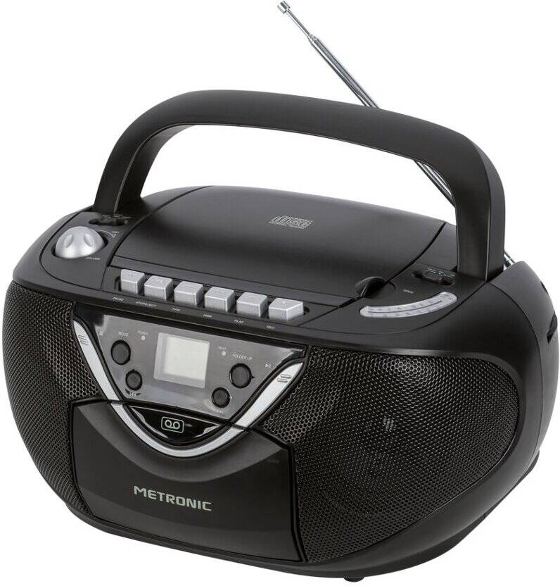 Radio Boombox METRONIC 477131 (Negro - Digital - AM/FM - Pilas y Corriente)