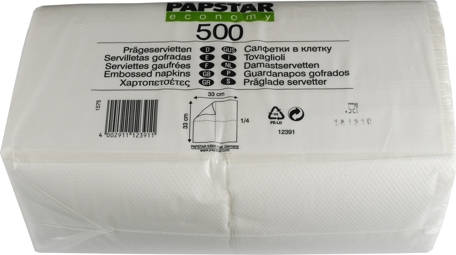 Papstar 12391 Tissue color blanco 500piezas servilleta de papel 17 gm² 330 33