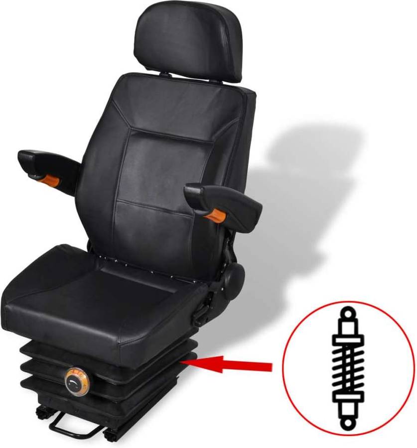 Asiento de Tractor VIDAXL (Negro - Cuero Artificial)