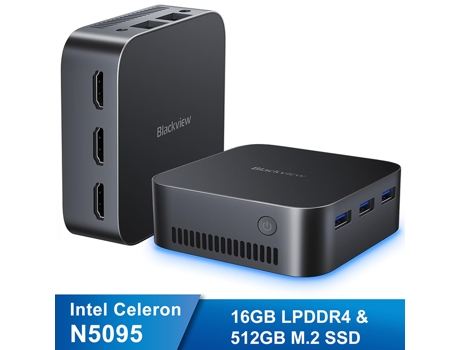 Mini PC BLACKVIEW MP80 (Intel Jasper Lake N5095 - RAM:16 GB - 512 GB SSD - Home - Intel UHD Graphics) - Negro