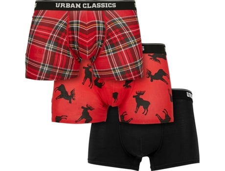 Conjunto de 3 Boxers URBAN CLASSICS Algodón Hombre (3XL - Rojo)