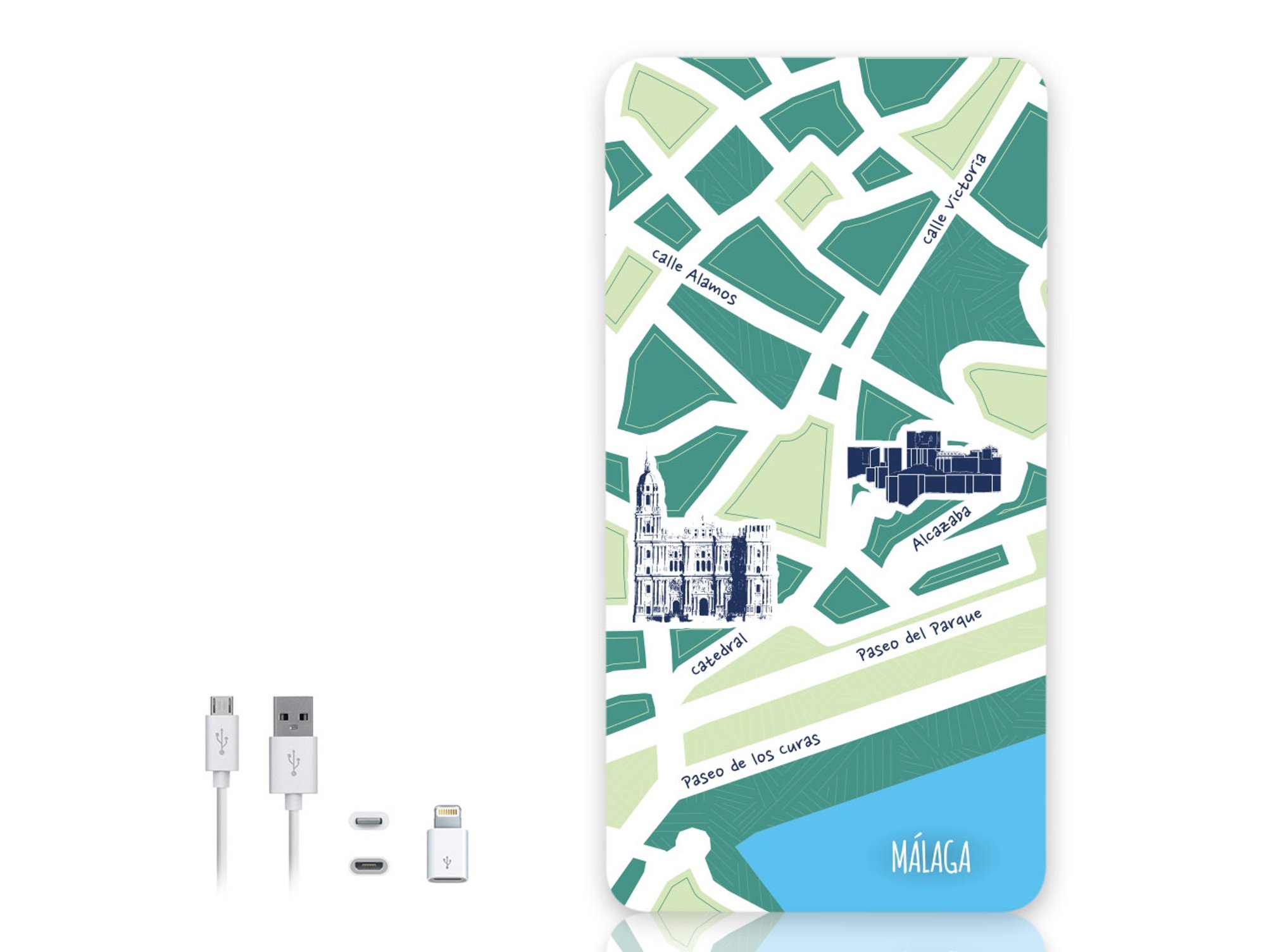 Powerbank YZSY Málaga (5000 mAh - USB - MicroUSB - Lightning - Multicolor)