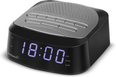 Radio Despertador SUNSTECH FRD40BTTN (Negro - Digital - FM - Corriente - Alarma Doble - Función Snooze)