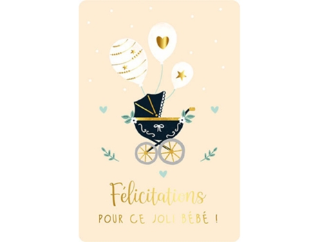 Tarjeta doble KIUB Des Plumes Et Des Fleurs Félicitations Naissance