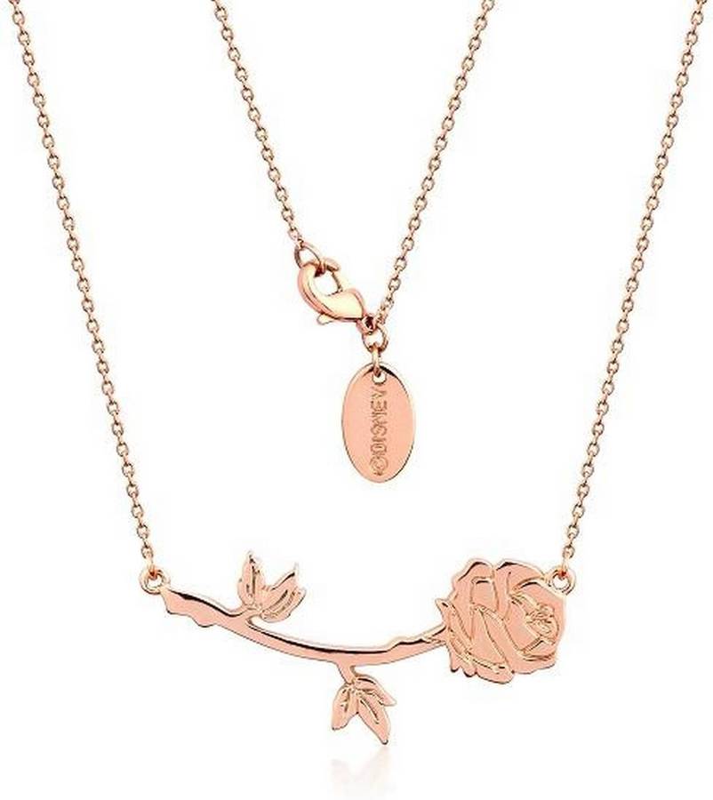 Colgante Baño De oro rosa 14k disney la bella y bestia collar couture kingdom drn341