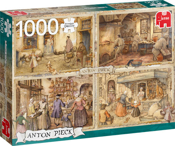 Puzzle JUMBO Anton Pieck: Baker from the 19th Century (1000 Piezas)