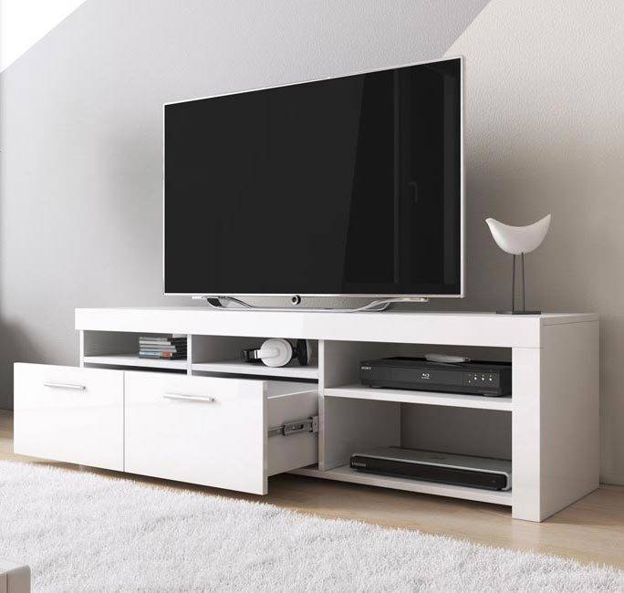 Mueble Tv Bonitos clio 140x35x40 cm blanco melamina modelo 140x40cm