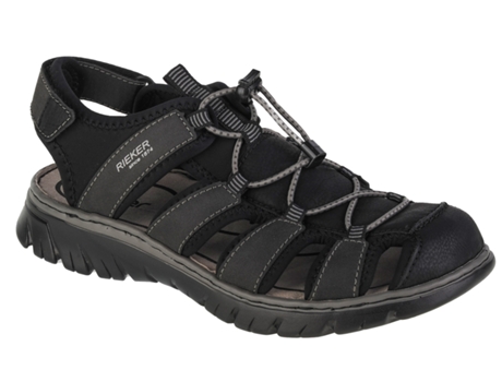 Sandalias Hombre RIEKER (42 - Cuero Sintético - Negro)