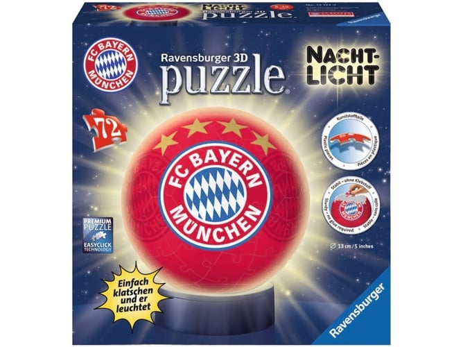 3d Ravensburger 12177 nachtlicht fc bayern münchen puzzleball 72 teile erlebe puzzeln 3.