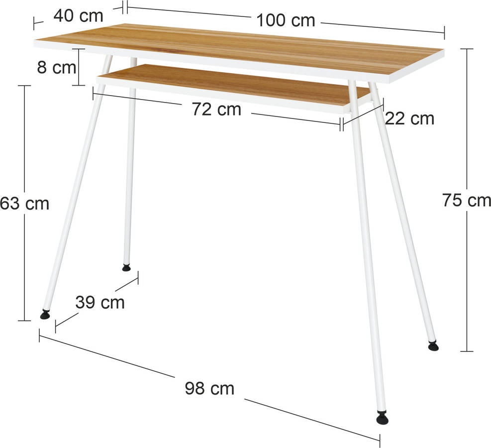 Escritorio LEVIRA Kost Dash Marrón y Blanco (100x40x74.8cm - Melamina)