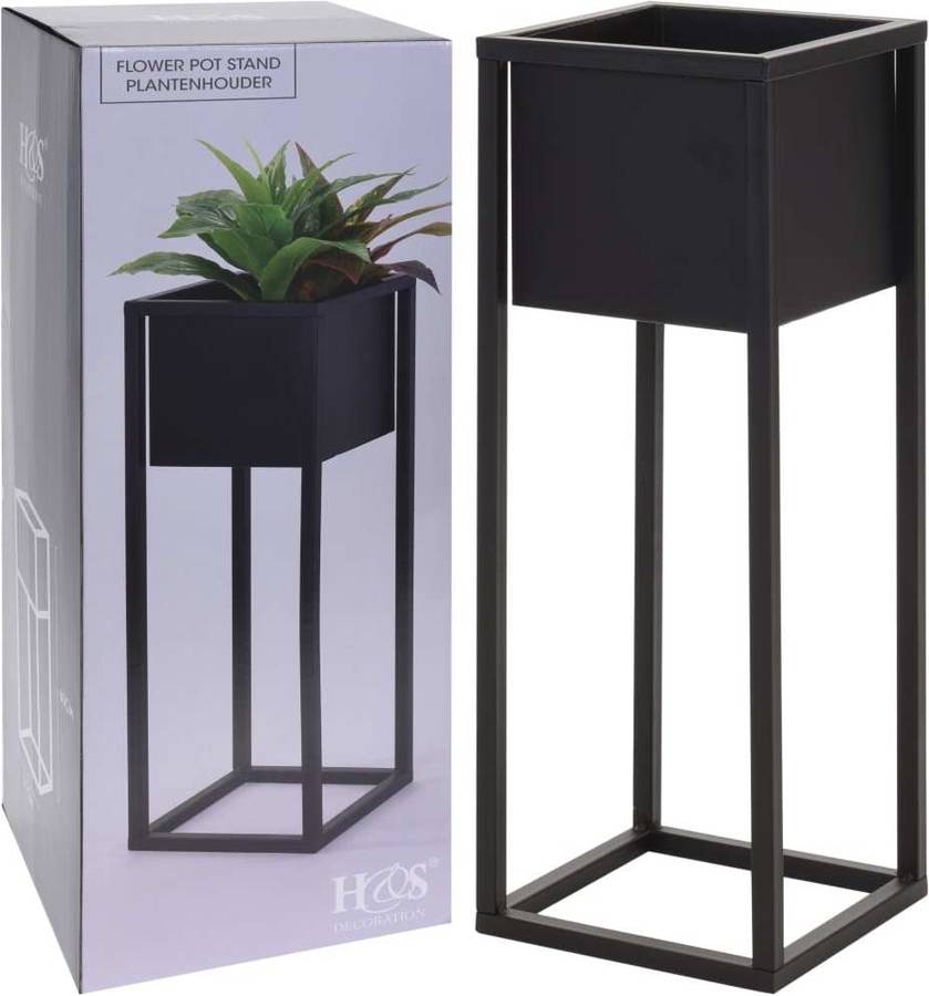 Jardinera HOME&STYLING (Negro - Metal - 21x21x60 cm)