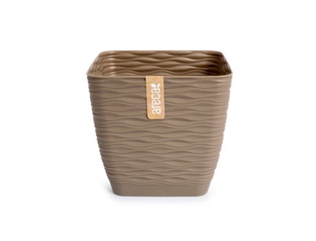 ARECA Wind - Maceta Decorativa Cuadrada 15 cm con Plato Integrado Taupe