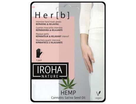 Iroha Nature Guantes mascarilla para manos uñas reparadores relajantes con aceite de semilla cannabis... y repairing relaxing