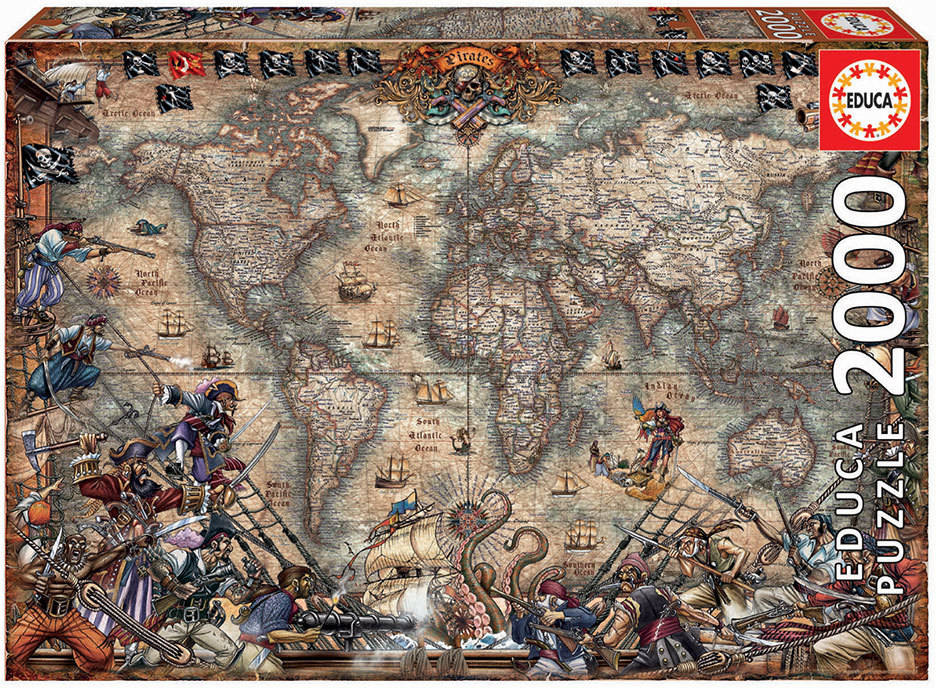 Puzzle EDUCA 2000 Mapa de Piratas (Edad Mínima: 12 Años - 2000 Piezas)