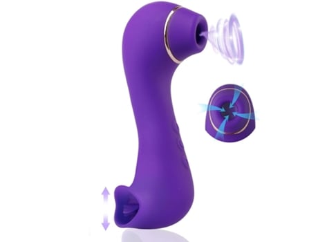 Vibrador de lamedo de doble cabeza de 10 modos para mujeres (morado) VEANXIN