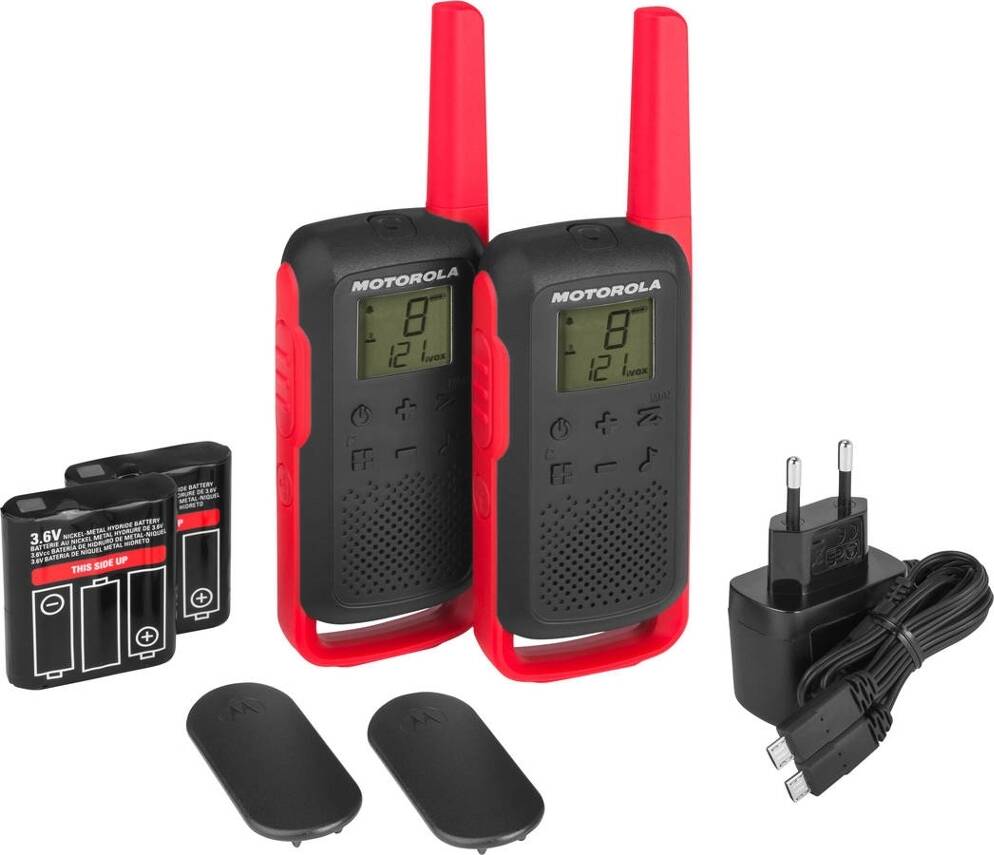 Walkie-Talkie MOTOROLA T62 (16 Canales - Hasta 8 Km - Hasta 18h - Rojo)