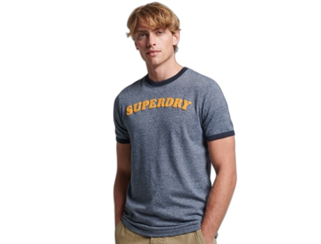 Camiseta para Hombre SUPERDRY (S - Algodón - Azul)