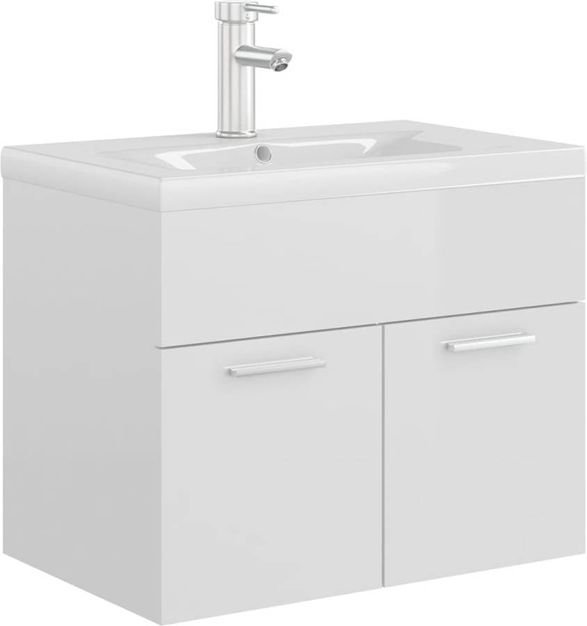 Mueble Con Lavabo aglomerado blanco brillante vidaxl 60x385x46 cm armario empotrado madera 60x38.5x46