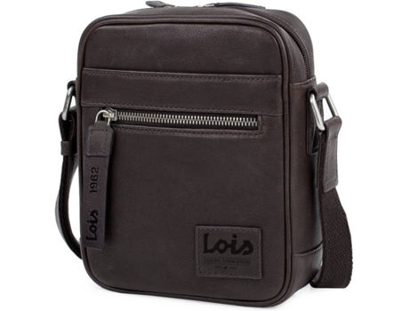 Lois Bolso Bandolera hombre piel pequeñogrande de cuero marca bolsito para uso casual trabajo viaje diseñado en españa 30591 color marron genuina 20x16x6