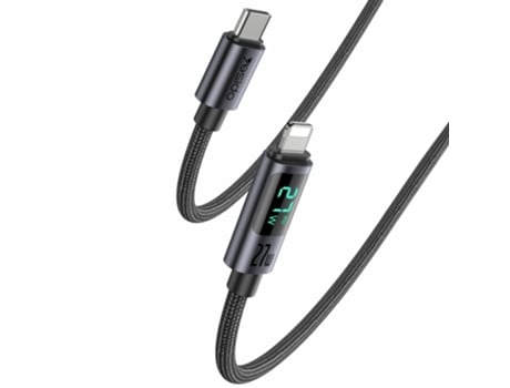 Cable Yesido Datos Carga Pantalla Digital Usb-C Type Pines Negro