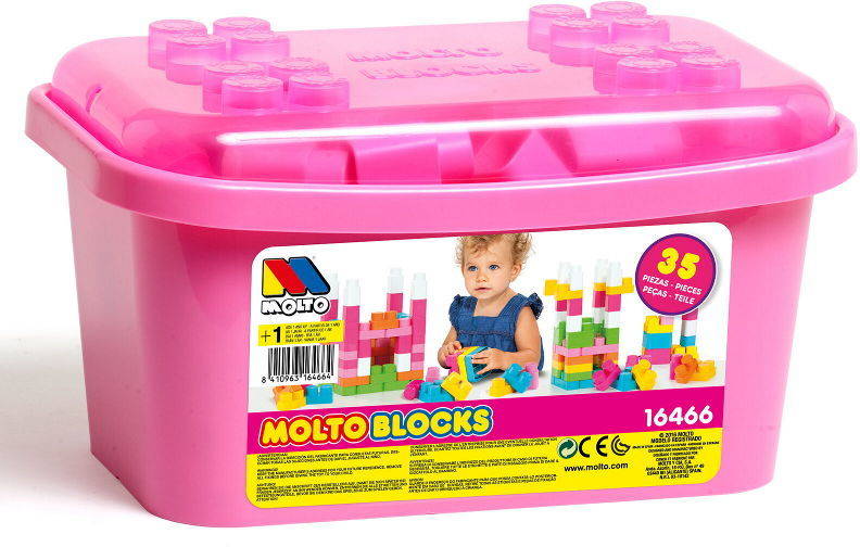 Caja De Bloques 35 piezas rosa blocs molto box pcs edad 1