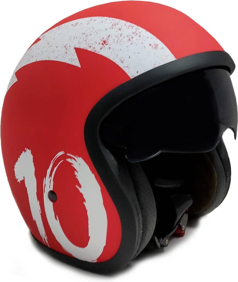 Casco Moto Jet sunra rojo talla l con gafas protectoras homologado forro agradable y