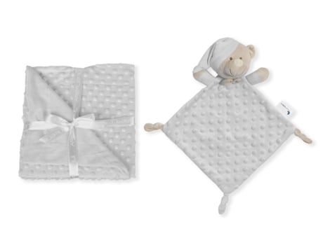 Interbaby Manta Burbuja y osito gris conjunto doudou 7x37x7