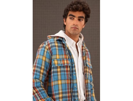 Camisa de Hombre THROTTLEMAN Cuadros Capucha Forro Multicolor (L)