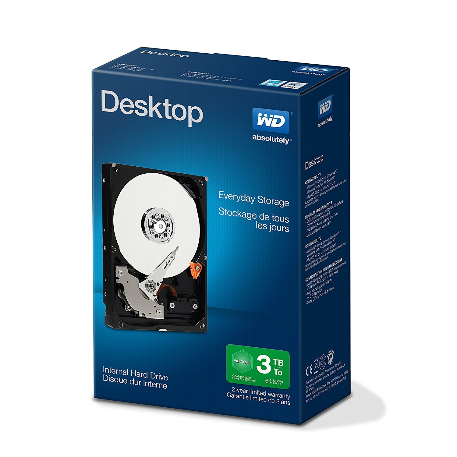 Disco HDD Interno WESTERN DIGITAL Everyday (3 TB - SATA - 7200 RPM)