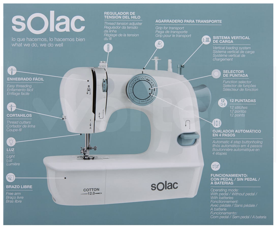 Máquina de Coser SOLAC Cotton 12.0 SW8220 (12 puntos)