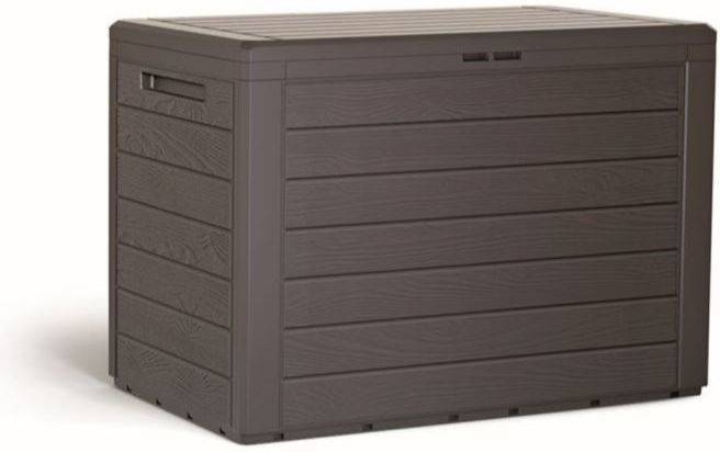 Prosperplast Baul De jardin 190 litros woodebox plastico en color ocre oscuro 78 x 433 55 438 55cm