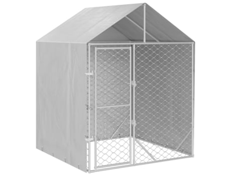 Perrera De Exterior Con Toldo Acero Galvanizado Plata 2X2X2.5 M VIDAXL