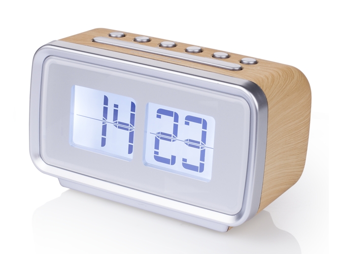 Radio Despertador AUDIOSONIC CL-1474 (Digital - FM - Corriente - Alarma Doble - Función Snooze - Beige)