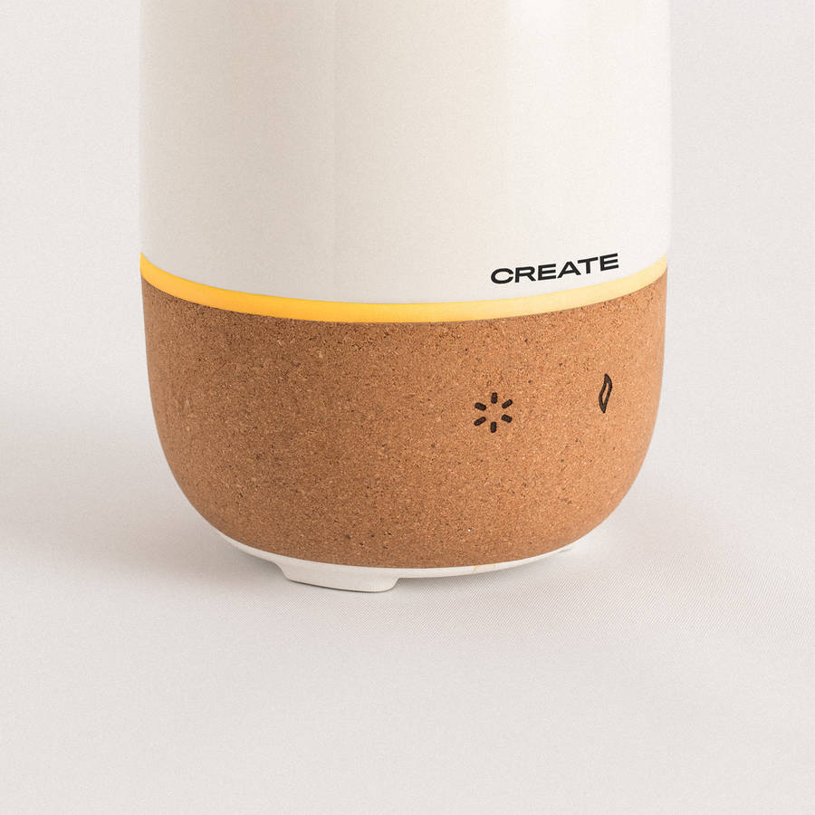 Create Aroma Ceramic difusor de y humidificador con luz corcho blanco efecto vela led