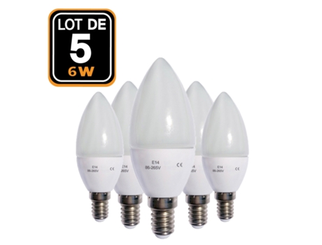 5 bombillas de llama LED E14 6W Blanco calido 3000K de EUROPALAMP