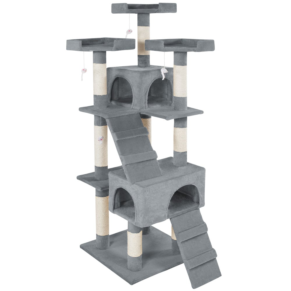 Rascador Gatos Barney parque de juegos con columnas sisal juguete casetas tecteoke