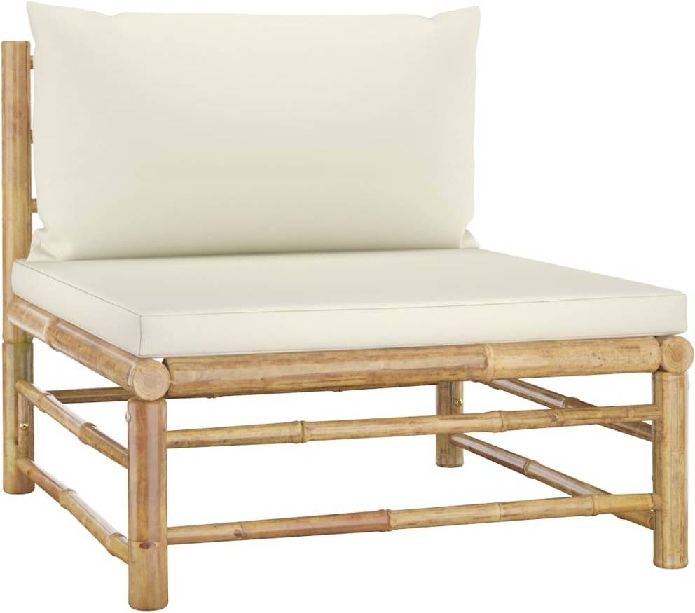 Conjunto Muebles De vidaxl 3058237 65 x 30 cm set 6 piezas y cojines blanco crema mobiliario cocina exterior hogar terraza asiento