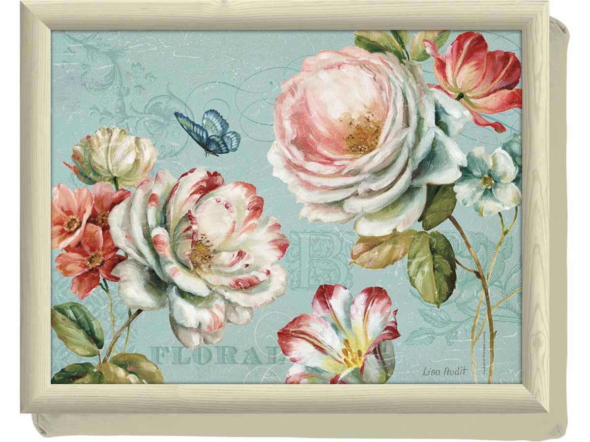 Creative Tops Bandeja rectangular con almohada en parte inferior las rodillas diseño de flor silampos romantic garden 44x34 cm